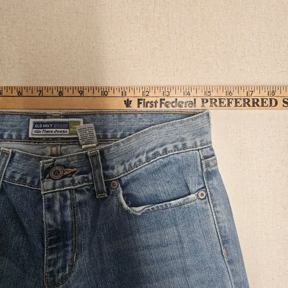 Old Navy Denim Low Waist Flare Jeans Medium Wash 100% Cotton Blue Women's Size 6